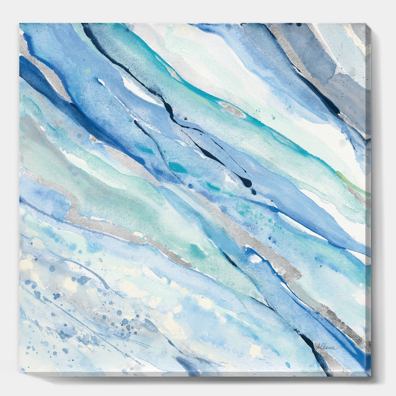 Designart - Blue Silver Spring I - Modern Lake House Canvas Artwork